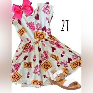 DotDotSmile “RAD” Pink Heart and Tiger Print Kids Dress